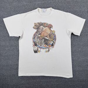 Vintage Dreamcatcher T-Shirt Men's Large‎ White Native American Nature Wildlife